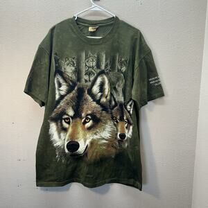 Y2k The Mountain Haaro Mass Green Tie Dye Forest Wolves Nature Tshirt XL Tee ‘04